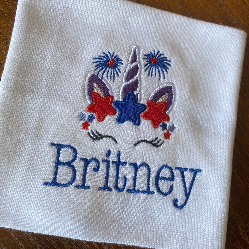 Girls Fourth of July custom embroidery shirts
